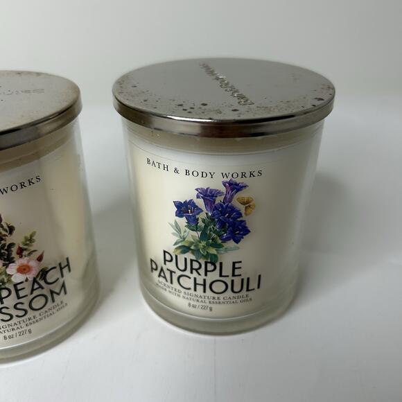 Bath & Body Works Candles 7oz Purple Patchouli & Pink Peach Blossom - Picture 5 of 7